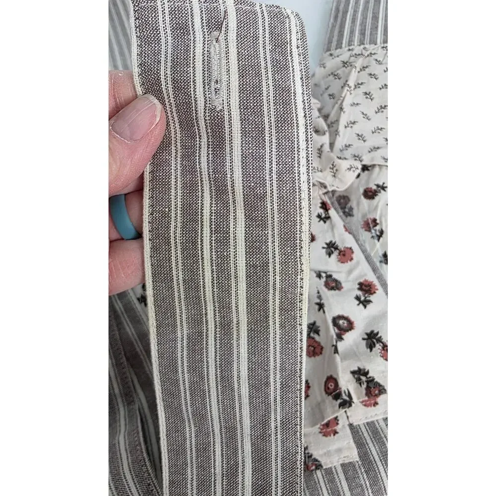 Farmhouse Brown Ruffle Striped Room Darkening Curtain Panel Pair 40